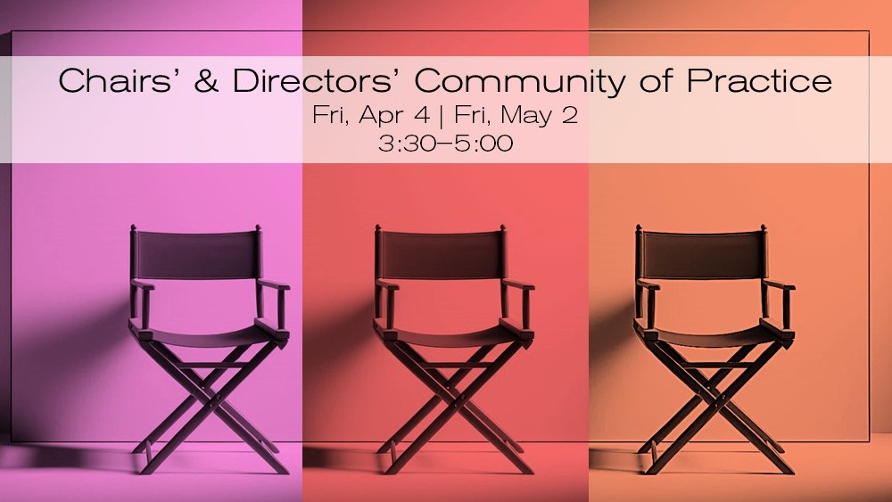 three chairs superimposed on red spectrum background with descriptive text